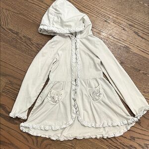 Mustard Pie Kids Cream Hooded Jacket with Lace Trim size 6